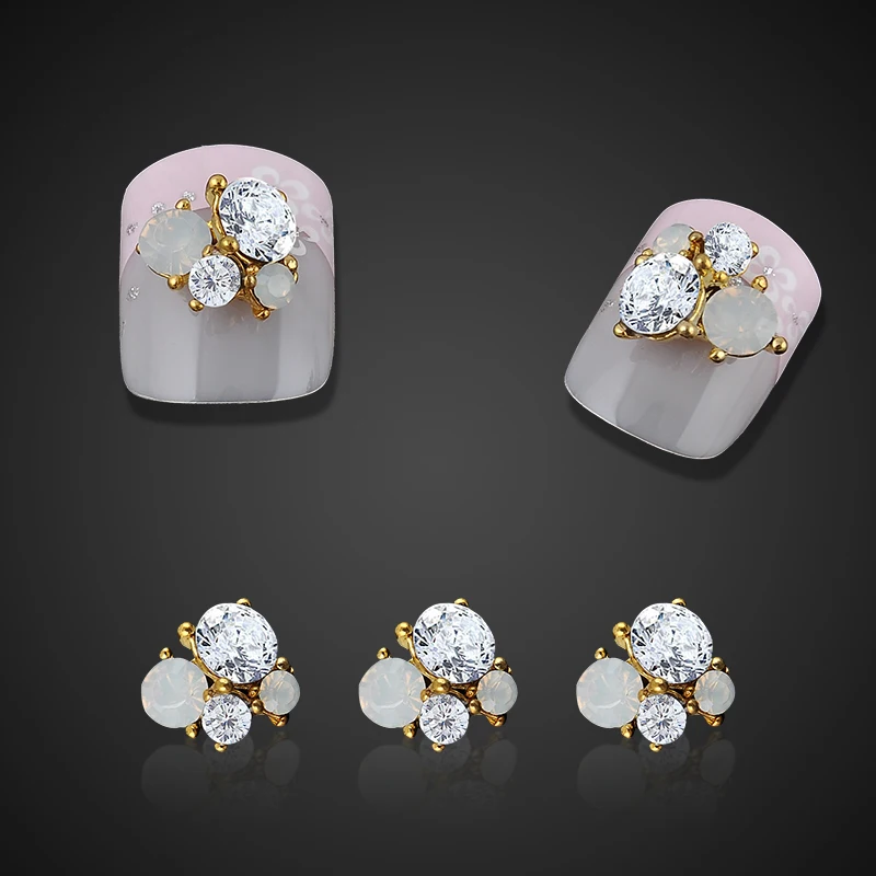 

Charming 10pc Glitter Rhinestones For Nails Gold Alloy Geometric 3d Nail Jewelry Nail Art Decorations Tools Free Shipping