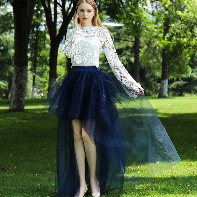 

Tutu Skirt Women Mesh Midi Skirt Irregular Perspective Tulle Skirts Casual Gauze Swallowtail Skirt