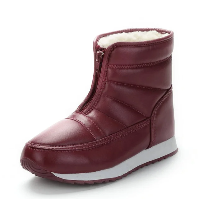 Waterproof Women Boots Lovers Warm Snow Boots Female Winter Boots Women Shoes Women's Boots Booties Botas Mujer Plus Size 44 - Цвет: wine red