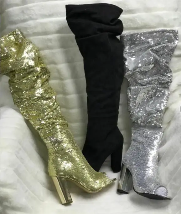 Женская обувь; высокое качество; роскошные элегантные женские золотые стразы в трубке женские ботинки блестящие Обувь на высоком каблуке с бантом; Свадебная вечеринка;