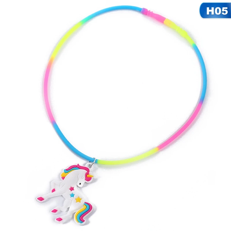 Rainbow Unicorn Pendant Rubber Necklaces Accessories -Unicorn Fashion HTB1dz5hXELrK1Rjy0Fjq6zYXFXag