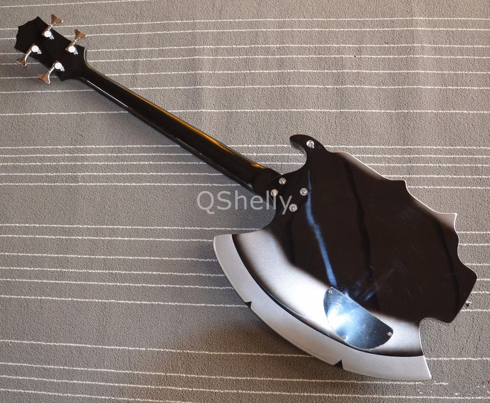 Высокое качество Qshelly custom cort GENE SIMMONS AXE 4 струны P/J звукосниматель мостовой крышкой электрическая бас гитара Музыкальные инструменты магазин