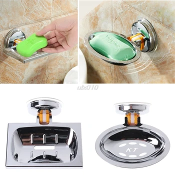

ABS Soap Dish Holder Cup Box Strong Vacuum Suction Cup Soap Storage Dish Box For kitchen Bathroom Accessories Mar Drop Ship