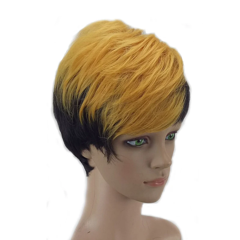 HAIRJOY женский блонд черный смешанный короткий кудрявый слоистый высокотемпературный парик из натуральных синтетических волос