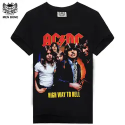 [Мужская кость] AC DC тяжелый металл Хлопок Черная футболка в стиле панк-рок крутые хип-хоп футболки с принтом футболки для мужчин s футболка