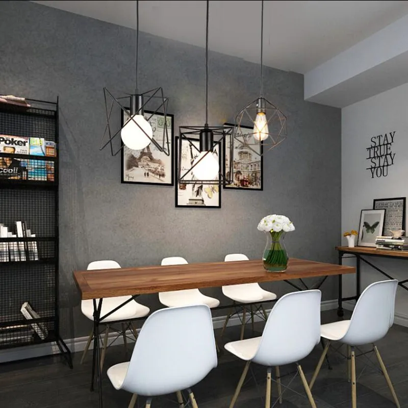 Tanie Retro oświetlenie wewnętrzne Vintage wisiorek światła LED światła 24 rodzaje żelazna klatka klosz magazyn styl oprawa oświetleniowa