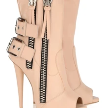 Летний стиль Для женщин Модные Недорогие Открытые черные с открытым носком на двойной молнии шпилька пинетки пряжки ремень изящные туфли