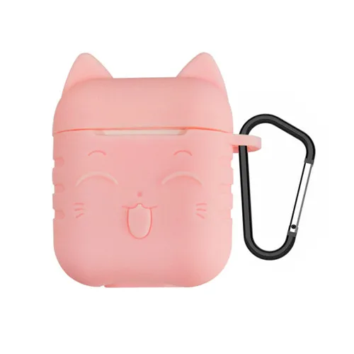 Роскошный мягкий силиконовый чехол для Airpods, чехол для наушников, чехол с красочным милым котом из ТПУ, мини противоударный чехол для Air Pods i12 i10 Capa - Цвет: pink