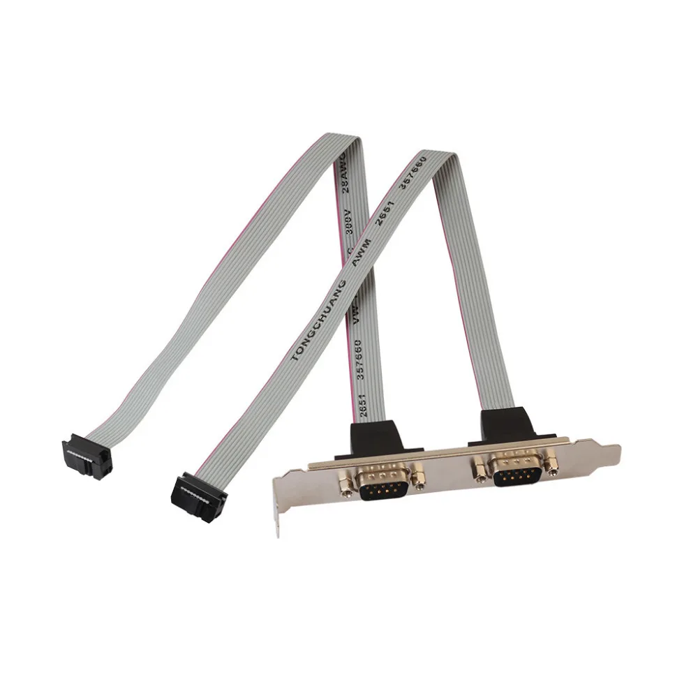 Dual DB9 IDC 10 PIN Cable SinLoon 2xDB9(RS232) Pin Male With Bracket Panel To 10 (1)