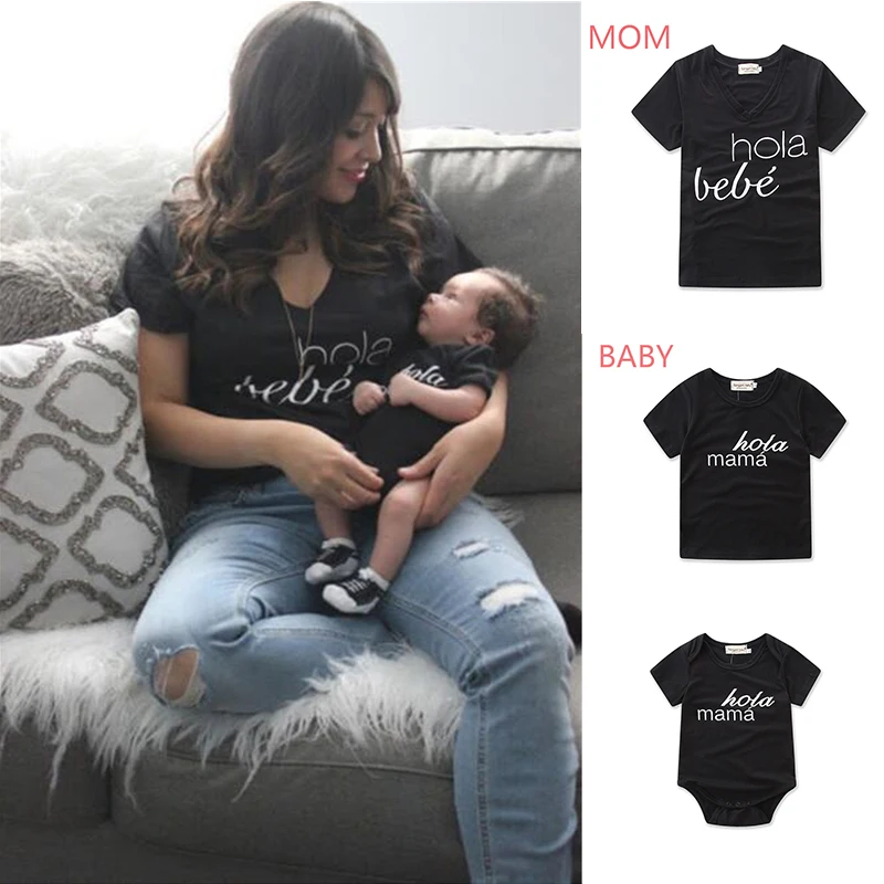 

NASHAKAITE Mom and Baby Matching Clothes Baby girl clothes Baby Romper Family tshirt Mom Daughter Family Matching Clothes