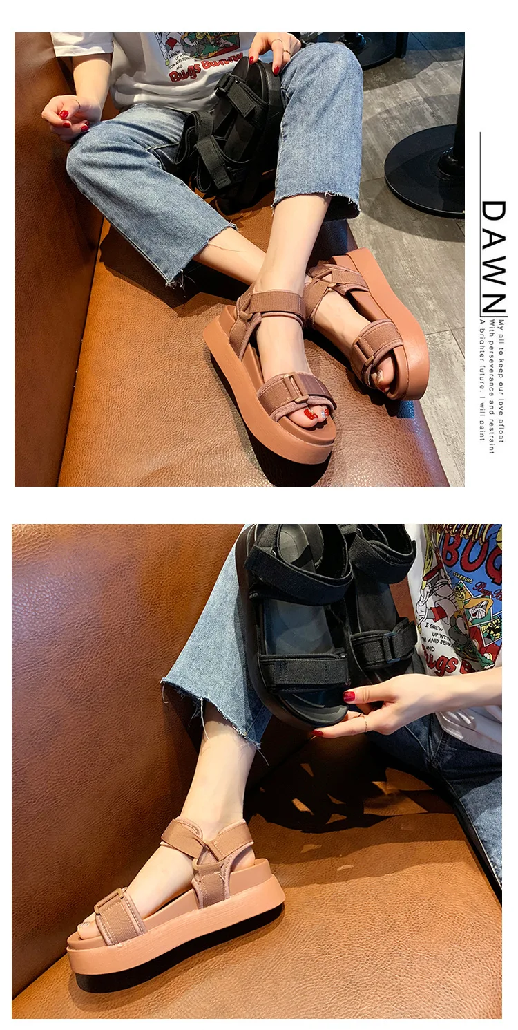 Г. Новые летние женские спортивные сандалии универсальные корейские модные простые удобные пляжные сандалии для отдыха на толстой подошве