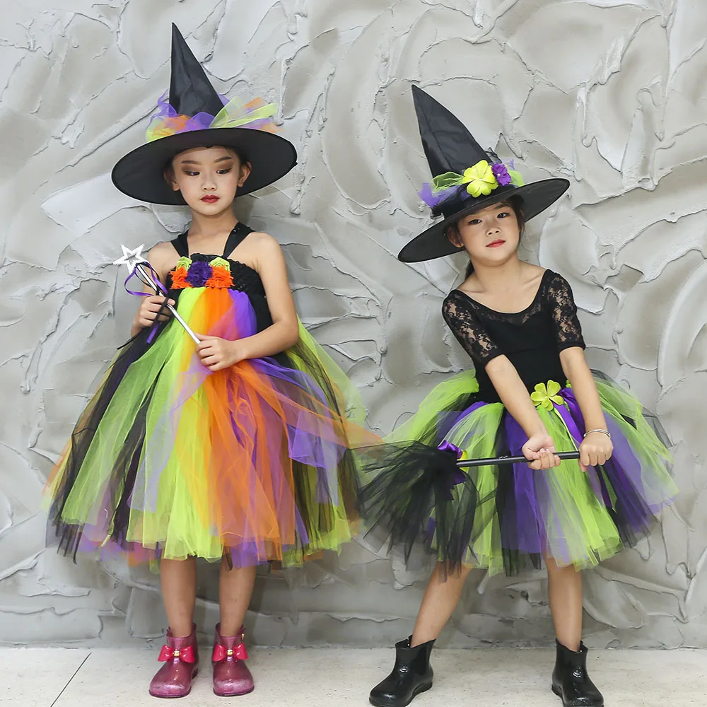 1 комплект; эластичная юбка-пачка до колена с подсолнухами для девочек; Цвет фиолетовый, черный; детские юбки с лентами для вечеринки на Хэллоуин; юбки для фотографий