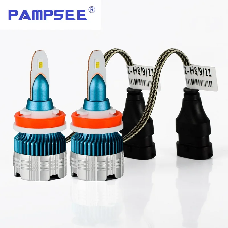 

PAMPSEE H11 LED Car Headlight 60W 8000LM/Pair H8 H9 H16 HB3 HB4 9005 9006 H1 H3 880 Automotive Replacement Light White Bulbs