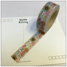 Красивые Высокое качество washi клейкая лента/15 мм* 10 м прекрасной белой отделанной цветы маскировки Япония лента washi