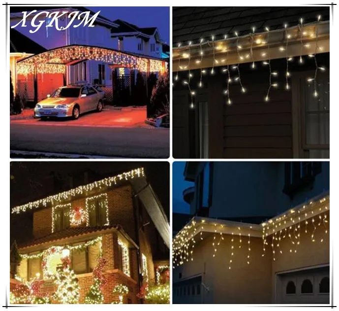 

String lights Christmas outdoor decoration 4m Droop 0.4m/ 0.5m/0.7m curtain icicle string led light Garden Party 220V Connector