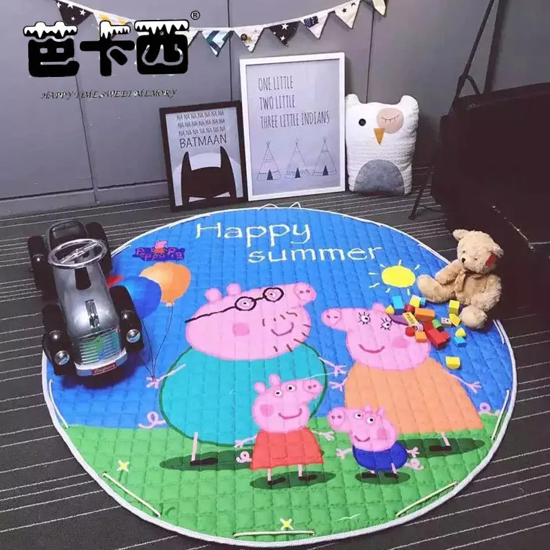 

150cm baby play mat round cotton baby kids play gym toy storage mats children game pad picnic mats