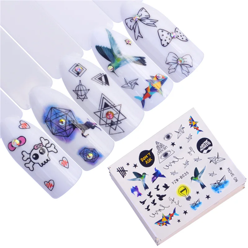

LCJ 22 Mixd Designs Nail Art Transfer Stickers Decals Christmas/Triangle/Rose Flower Decal Slider Manicure Wraps Tool Tips
