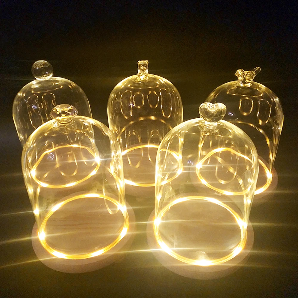 

Glass Doll Dome With Warm White LED For Wedding Party Event Table Centerpiece Decoration Cake Cover Valentine's Day Gift