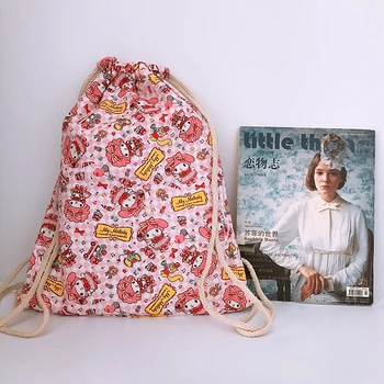 

Melody sheep drawstring backpack shoulder bag unisex storage travel bags school kids adult backpacks anime new