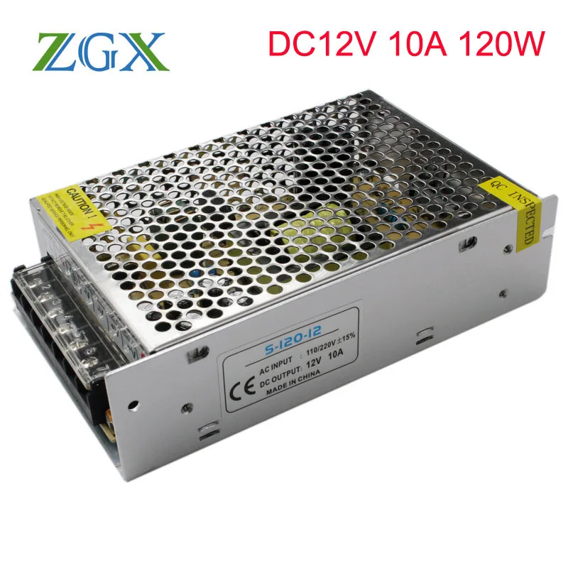 DC 12V 10A 120W Светодиодный источник питания Трансформатор конвертер AC220V адаптер