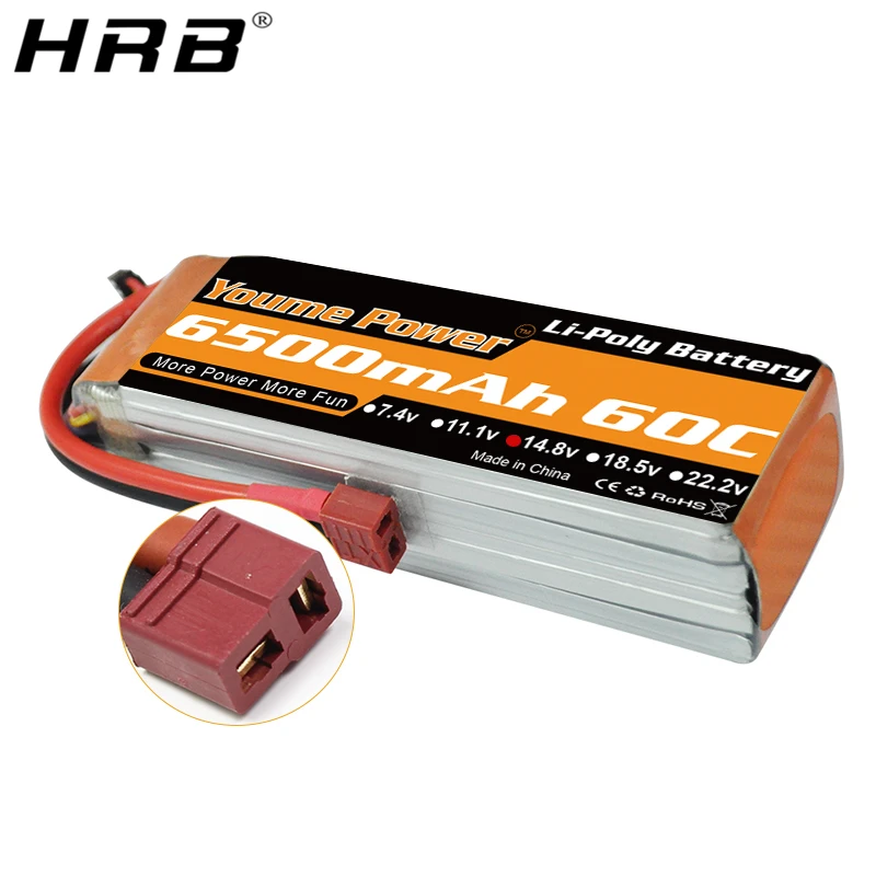 

Youme Lipo 4S 6500mah Battery 14.8V T Deans XT60 XT90 TRX EC5 EC3 For Traxxas Buggy Car Racing Airplanes Boat Truck 60C RC Parts