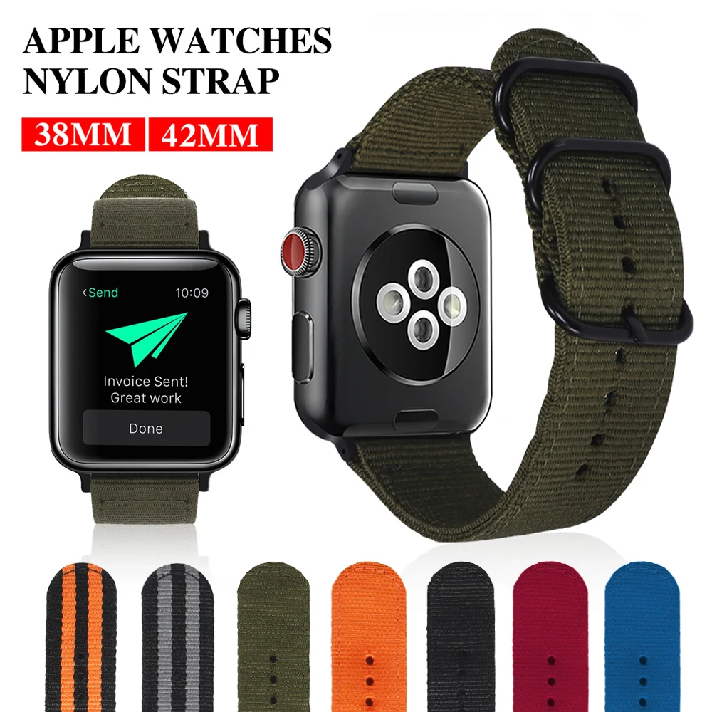 

MUS EN Hot Sell Nylon Watchband for Apple Watch Band Series 4/3/2/1 Sport Leather Bracelet 42 mm 38 mm Strap For iwatch Band