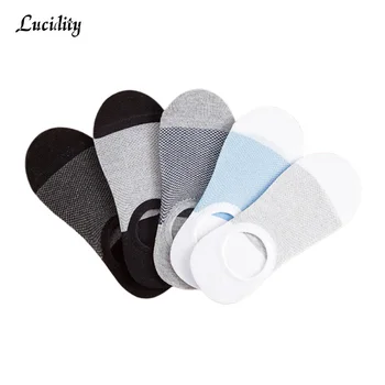 

Mesh Breathable Men's Invisible Boat Socks Sweat-Absorbent Silicone Non-slip Socks Man Summer 5pairs/lot=10pieces