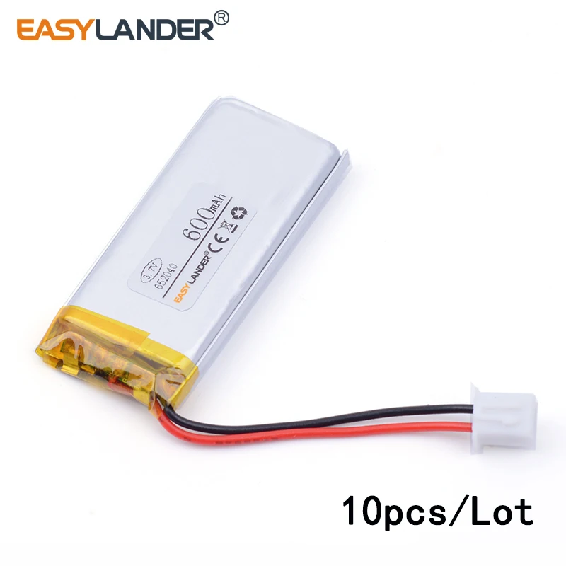 10 шт./лот XHR-2P 2 54 600 мАч 652040 3 7 В литий-ионный полимерный аккумулятор Bluetooth MP3