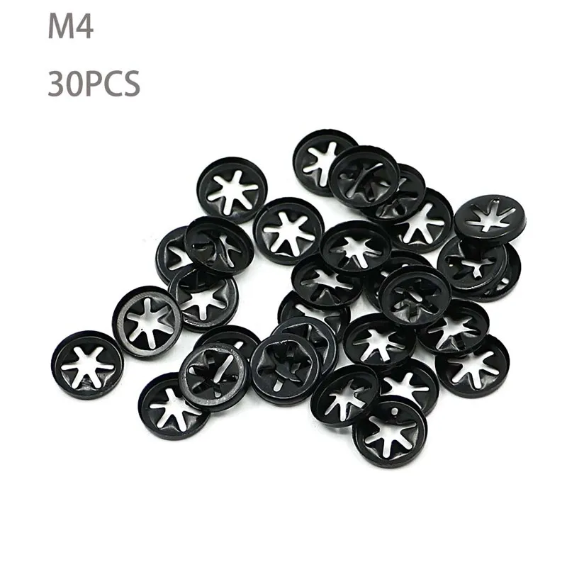 30 PCS M4*12*0.25 Quicklock Starlock Nut Push On Retainer Washer