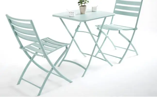 Открытый Балконный стол и стул набор Досуг из трех частей сочетание современный минималистичный креативный кованого железа комплект из стола и стула - Цвет: green