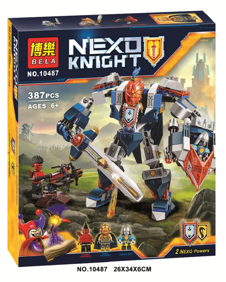 

BELA 387pcs/set Nexo Knights The King's Mech Combination Marvel Building Blocks Kits Toys Minifigures Compatible Legoe Nexus