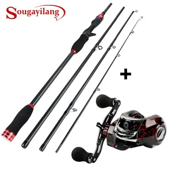 

Sougayilang Fishing Rod Combo 1.8M 2.1M Carbon Fishing Rod with 7.2:1 17+1BB Baitcasting Reel Fishing Tackle Set Kit