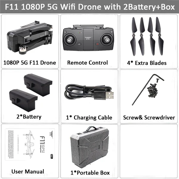 SJRC F11 GPS 5G WiFi FPV с камерой 1080P Бесщеточный Quadcopter 25 мин. Время полета Жест Складная рукоятка Selfie RC Dron VS CG033 - Цвет: 1080P 2BAT Case