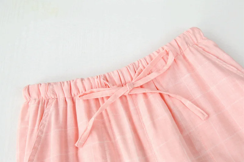 Весенне-летние хлопковые газовые клетчатые брюки пижамные брюки для женщин штаны шорты одежда для сна для женщин Ночная клетчатая Пижама