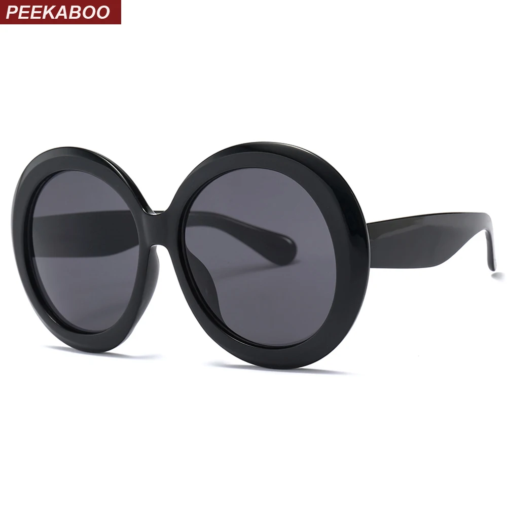 Женские круглые солнцезащитные очки Peekaboo большие Модные Зеленые круглой формы с