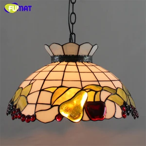 FUMAT Stained Glass Hanging Light Pendant Lamps Fixtures Apple Pear Fruit Lights Living Room Kitchen Light Glass Art Pendant Light