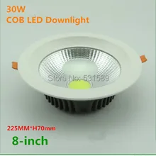 DHL 30 шт. 30 Вт светодиодный COB светильник " AC85~ 265 В, AL+ ПММА, белый 225* H70mm