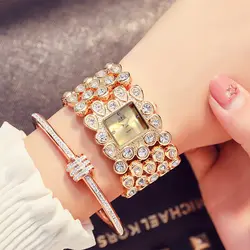 2018 GLE и VDO Montre Femme Strass Luxe часы Для женщин браслет Кварцевые часы наручные часы Подарочная коробка Бесплатная доставка