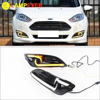 

Waterproof 12V LED CAR DRL Daytime running light with fog lamp hole and Turn Signal light for Ford Fiesta 2013 2014 2015 2016