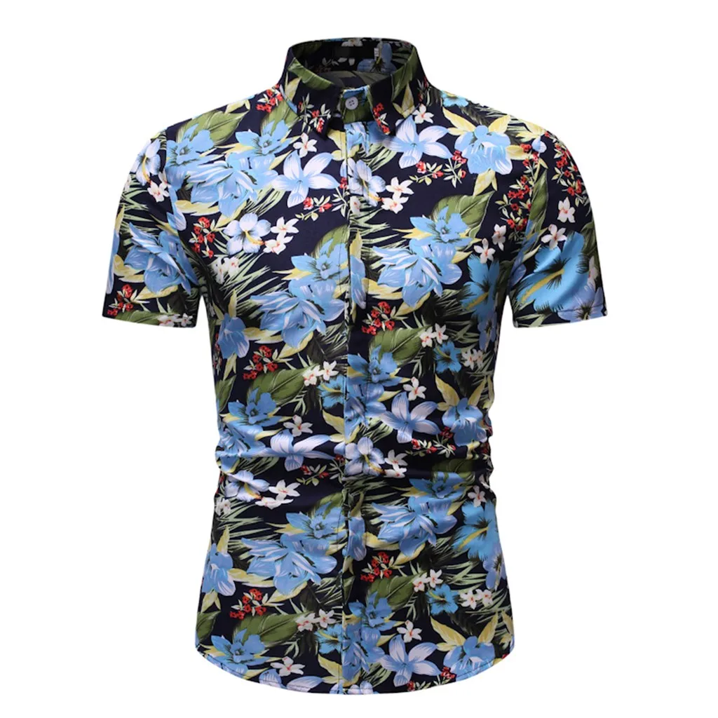 

Men Shirts Short-sleeve Men's Shirt Summer New Style Hawaiian Printed Short-sleeved Shirt Blouse Top Clothing Camisa Masculina