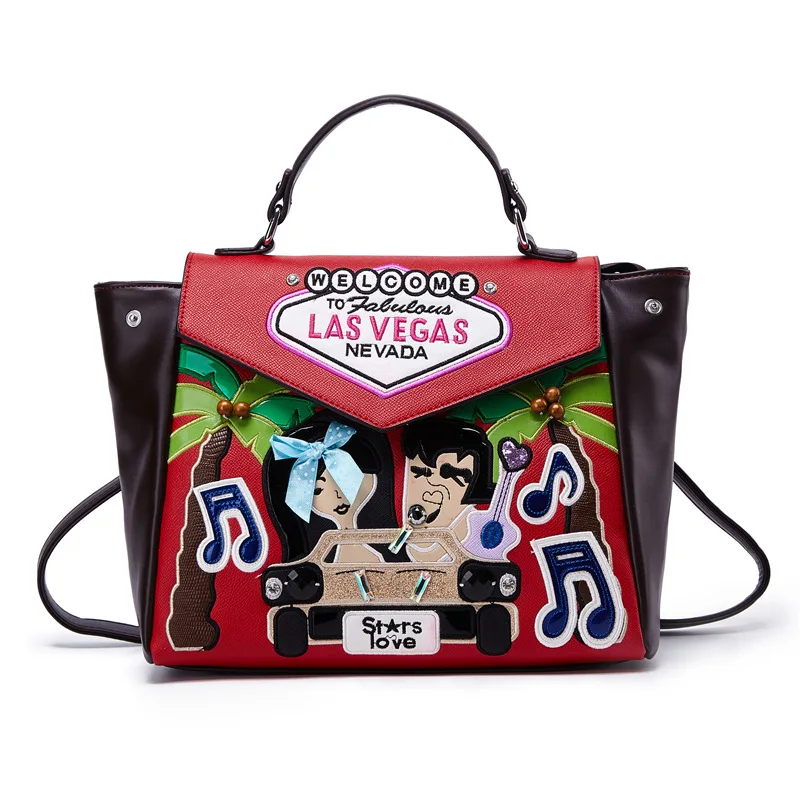 

High quality brand Shoulder bag womens Japanese style College Girl leather handbgs Designer Cartoon print student school bag