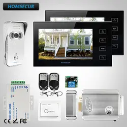 HOMSECUR новая система Проводная видеодомофон 2x7 "цветные мониторы + 1x 700TVL камера + E-lock