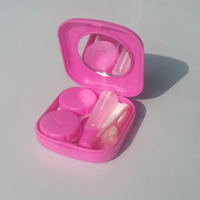 New Mini Square Contact Lens Case Travel Kit Easy Carry Mirror Container Holder