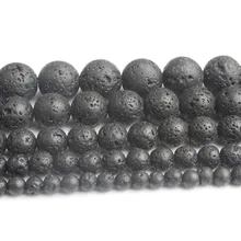 LanLi 4-16 мм черный диффузор из вулканической лавы эфирное масло бусины камень круглый вулканический камень натуральный DIY бусины для изготовления ювелирных изделий, чакра