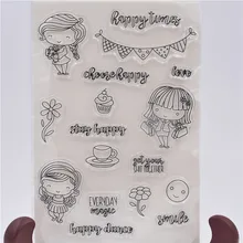 Милый прозрачный силиконовый штамп для девочки/печать для скрапбукинга DIY/фотоальбом Декоративные прозрачные штамп листы FXL013