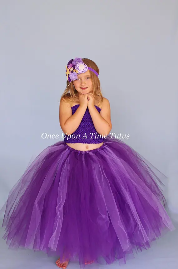 Шикарная фиолетовая и Лавандовая длинная юбка-пачка для маленьких девочек, Размер 12 мес.-12, реквизит для свадебных фотографий, фатиновые юбки с цветочным рисунком для девочек