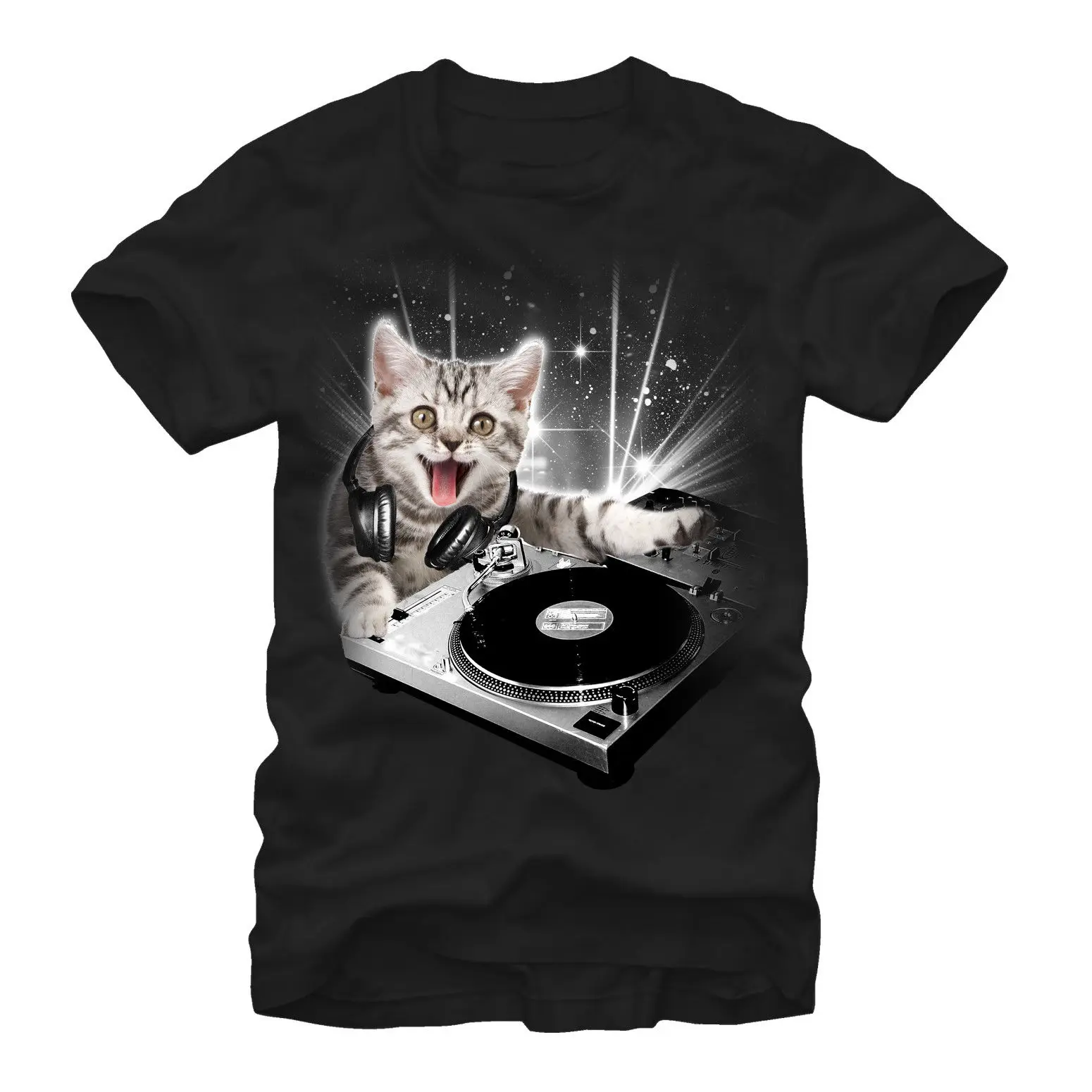 buy 2019 Creative Novelty Summer Style Cotton Lost Gods Dj Space Kitten Mens Graphic T Shirtorder T Shirts