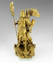 Chinese bronze brass Nine Dragon Warrior Statue Figure10H Brass Fine Arts Crafts decoration chinese arts crafts