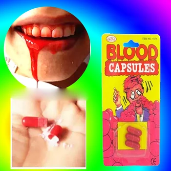 

Funny 30Pcs/lot Artificial Prank Joking Blood Plasma Capsule Film Prop Edible Item Vampire Cosplay Party Drama Tools