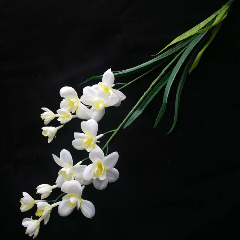5p искусственный цветок фрезии поддельная бабочка, Орхидея, шелк Cattleya 65 см бежевый/розовый/красный/фиолетовый цвета Cymbidium цветы орхидеи
